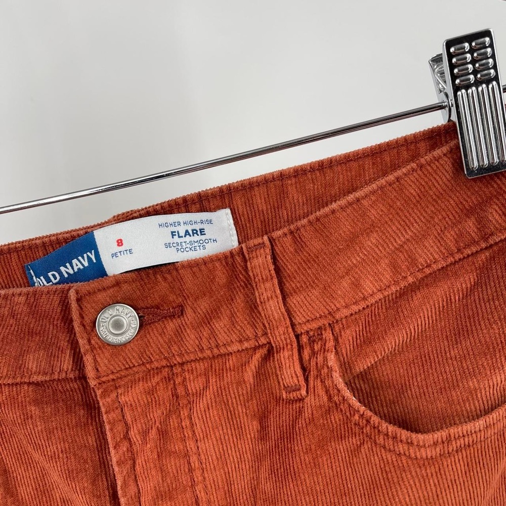Old Navy Women Retro Corduroy Flare Pants High Rise 8 P 70s Mod Fall Orange - Picture 2 of 4